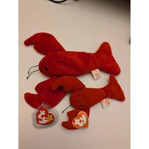 Vintage Ty Beanie Babies Pinchers Red Lobster Plush Set 2 Teenie Toy Ocean Plush